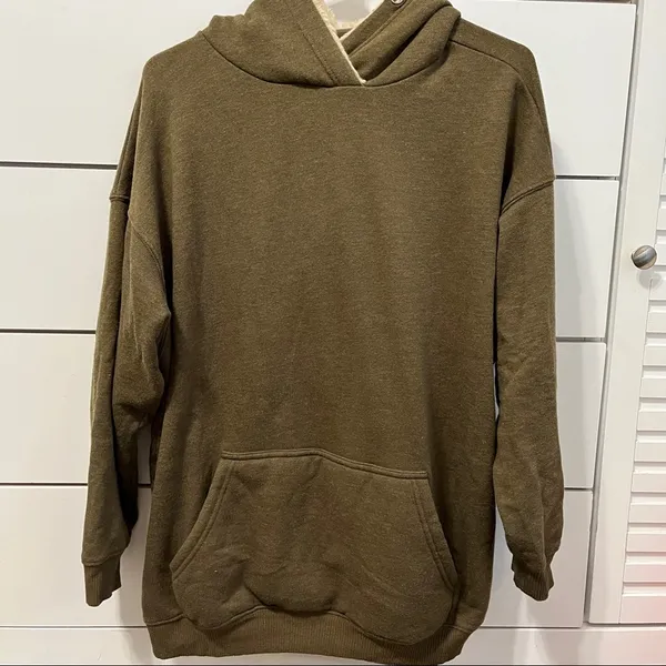 Aerie Olive Green Fuzzy Hoodie Sweatshirt - Image 2