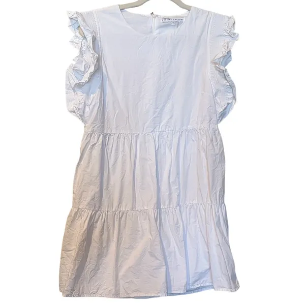 English Factory White Ruffle Tiered Mini Dress Size M Coastal Preppy - Image 2