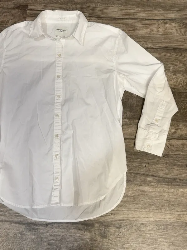 Abercrombie & Fitch White Oversized Button Down Shirt Women’s Small - Image 5