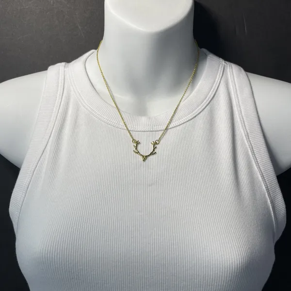 Goldtone Dainty Deer With Full Rack Fashion Necklace Women - Image 2