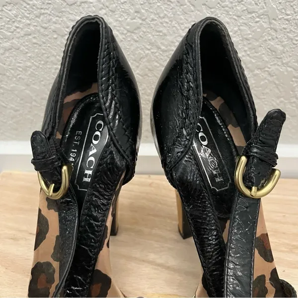 Coach Brown & Gold Cheetah Lined High Pump‎ Heels 6.5 - Image 6