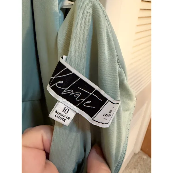 Celebrate DB Studio Womens Sz 10 Jersey Twist Knot Empire Waist Dress Dusty Sage - Image 10