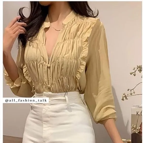Zara NWT ruffe pleated button elegant top - Image 5