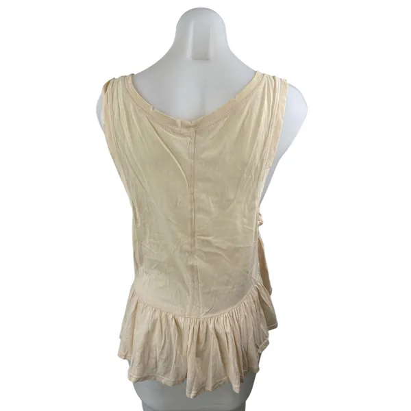 Free People We The Free Beige Sleeveless Ruffle Hem Pocket Boho Tank Top Size S - Image 2