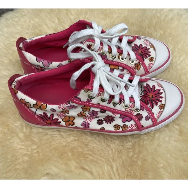 Y2K Floral Coach Barrett Canvas Sneakers Pink White Lace Up Shoes Women's 8B - Image 13