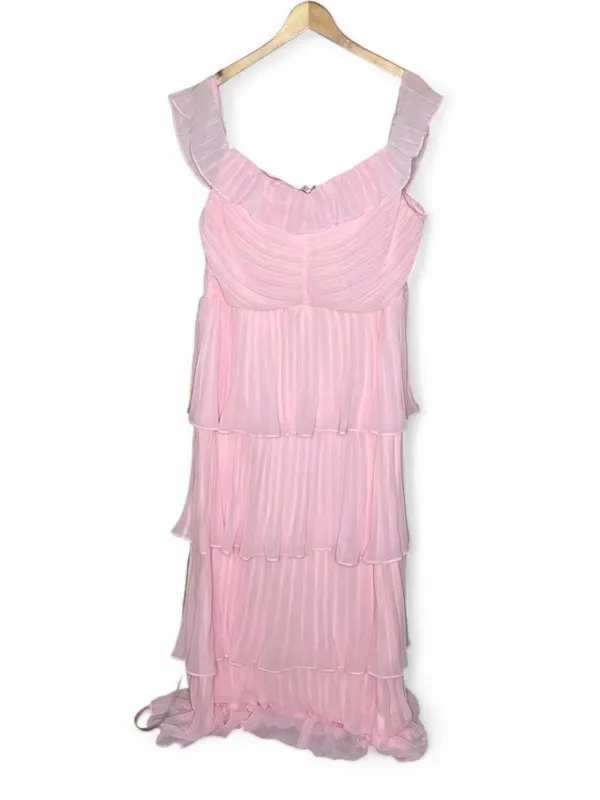 NEW Lulu’s Always Remarkable Pleated Tiered Off Shoulder Maxi Dress in Pink - Image 4
