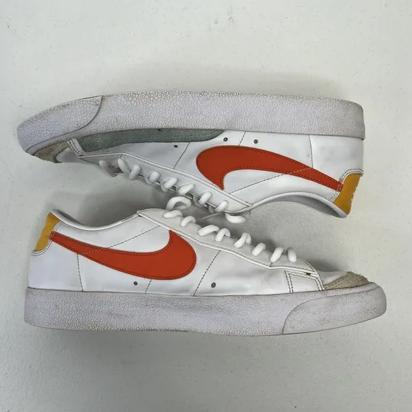 Nike Size 10 Blazer‎ Sneakers 77 Low White Orange Leather Retro 2021 DC4769-105 - Image 3