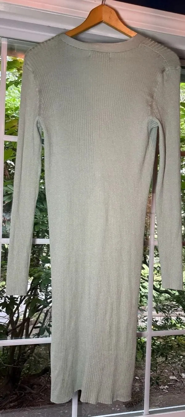 Forever 21 Long Ribbed Knit Cardigan in Sage Green - Image 6