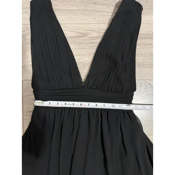 Lulus Maxi Dress XS Heavenly Hues Black Deep V-Neck Side Slit Gown Prom Romantic - Image 9