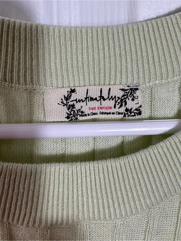 Free People Crewneck Ribbed Sweater Top Sugared Mint Green Large - Image 5