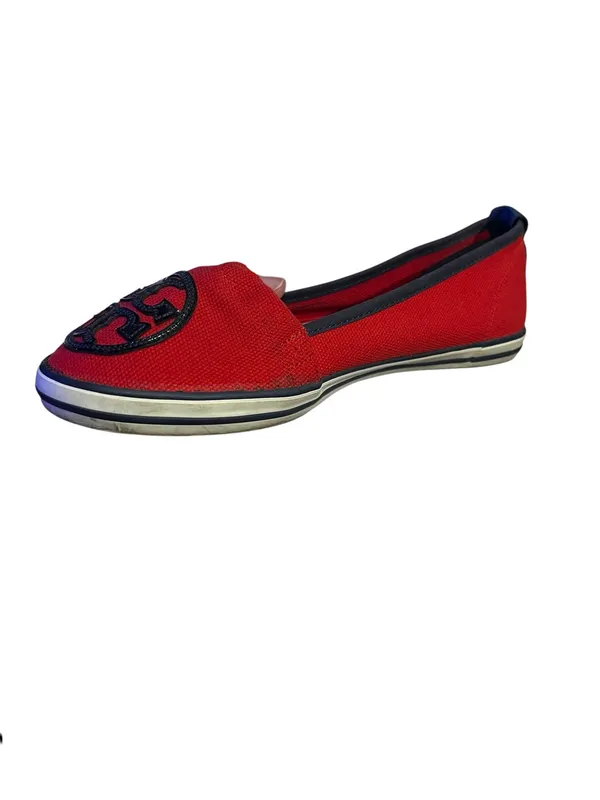EUC Tory Burch Red Canvas Logo Slip On Sneakers Flats Size 8M - Image 3
