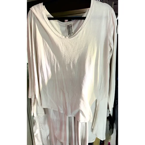 RARE Free People Made USA Swing Tunic XS White Pleated Back Boho Top (F47) - Image 8
