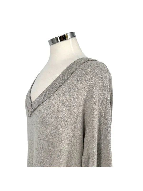 Altar'd State Gray Oversized V-Neck Knit Pullover Size Small Loungewear Cozycore - Image 4