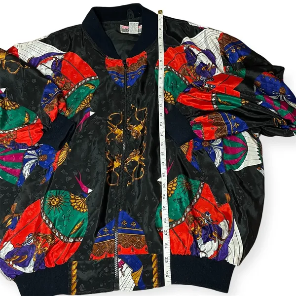 Vintage Kocal Baroque Bomber Jacket Hot Air Balloon Print Windbreaker 80s 1 Size - Image 7