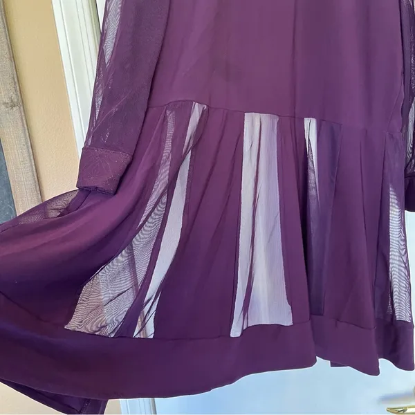 R & M Richards Vintage Open Front Top Duster Sheer Purple Long Sleeve XL Loose - Image 5