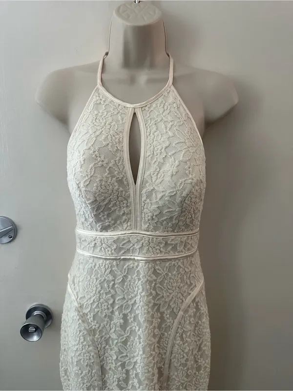 Xscape White Lace Halter Maxi Dress - Image 6