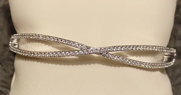 Kate spade cubic zirconia pave silver plated Infinite hinges bangle, new. - Image 3
