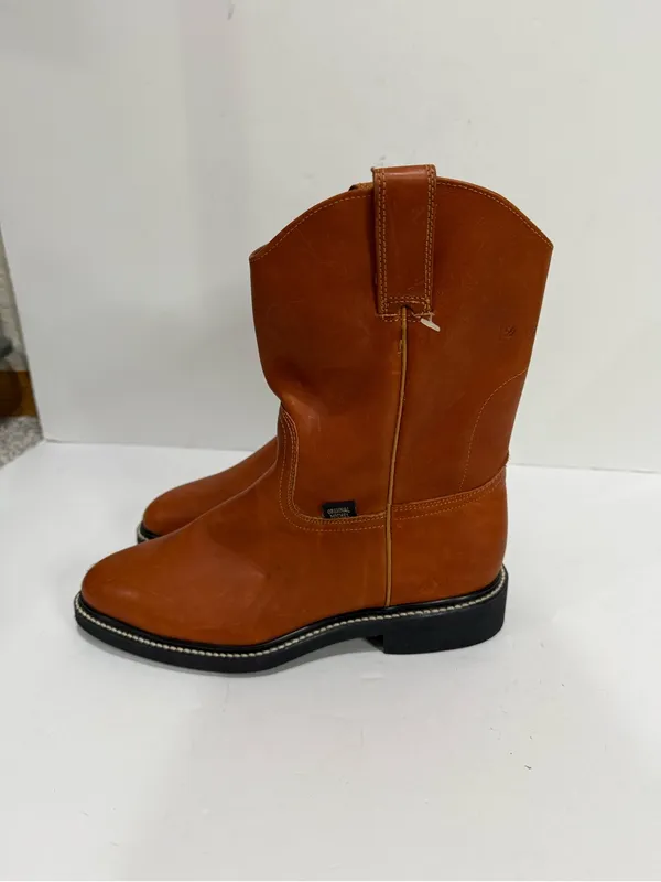 Original Michael Steel Toe Boots Tan Leather Cowboy Boots Western Womens 7.5 NEW - Image 3