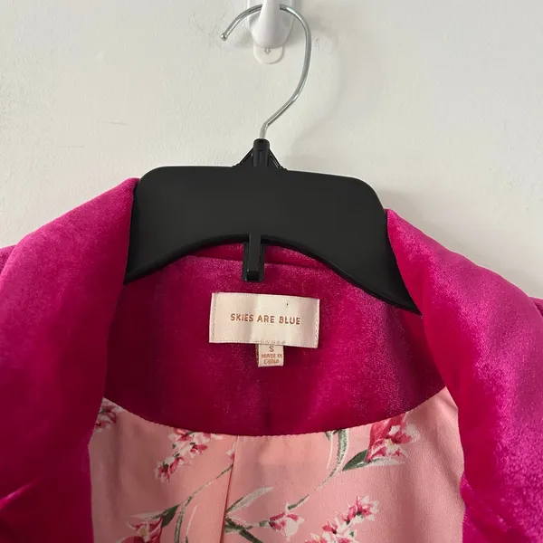 Skies Are Blue Magenta Velvet Blazer Jacket Size S - Image 2
