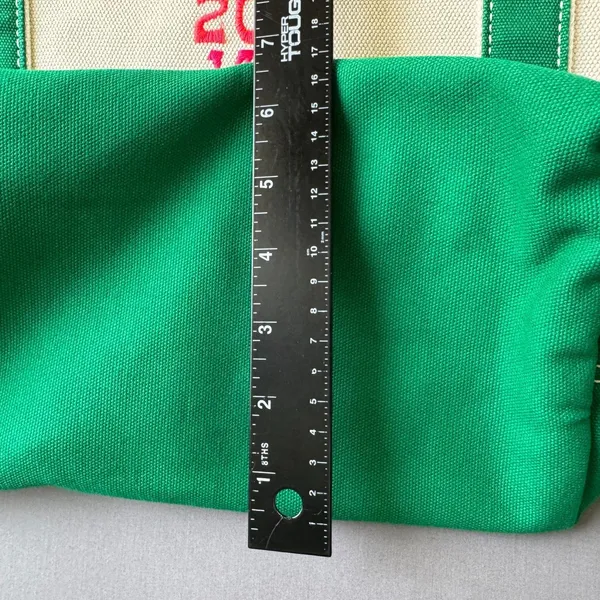 Lands' End Tote Bag Brighton Maui 2014 Cream & Green Canvas Open Top Pockets - Image 12
