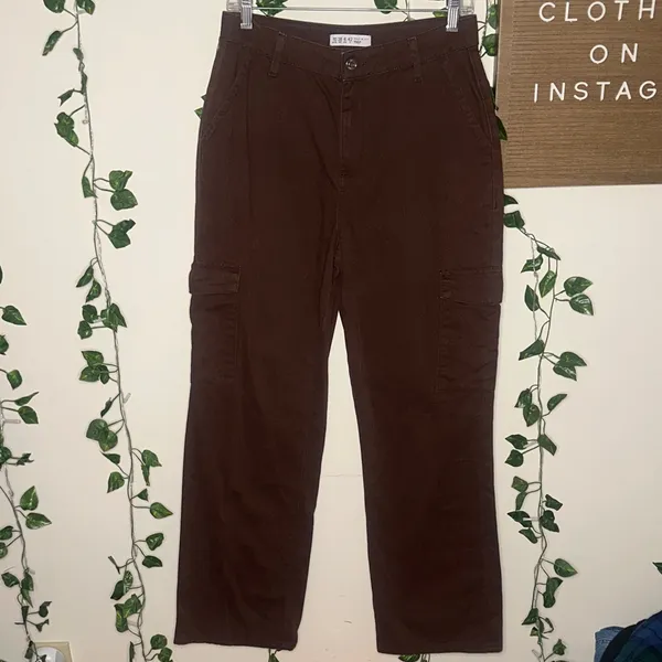 Primark Denim Co Brown Cargo Style Straight Leg Pants - Image 4