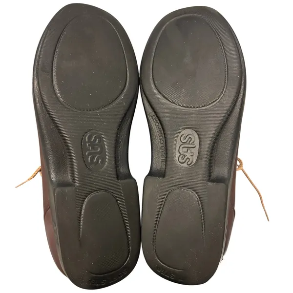 SAS women’s size 7.5 Brown Leather Comfort Walking Shoes Lace Up Moccasin Flats - Image 7
