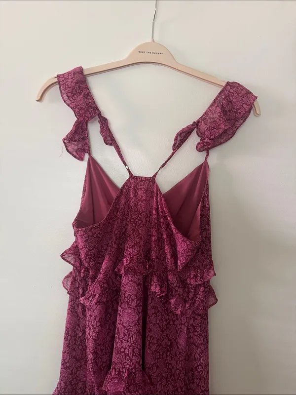 o.p.t. Ruffled Floral Lace Maxi Dress in Berry - Image 7