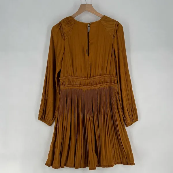Anthropologie Maeve Saniya Mini Dress Pleated Satin Ruffle‎ Trim Feminine - Image 15