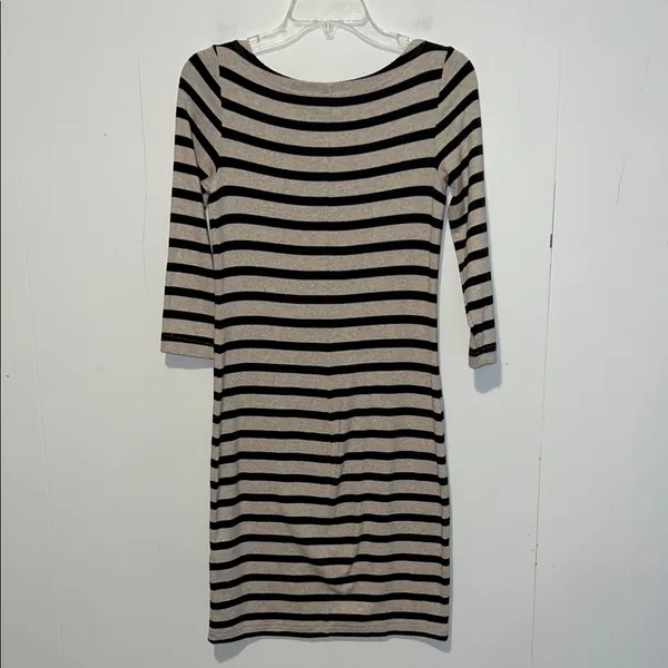 GAP Black and Tan Striped Long Sleeve Soft Knee Length Dress 0314269 - Image 3