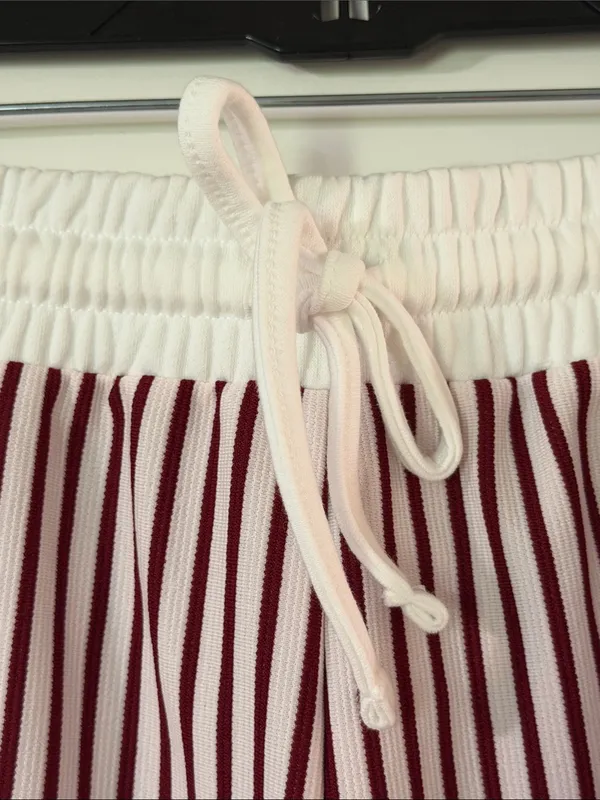 Zenana Outfitters Burgundy & White Striped Cropped Polo Tee and shorts set - Image 8