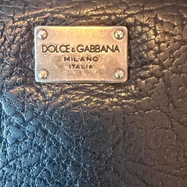 Dolce & Gabbana Black Leather Zip Around Long Wallet Italy D&G Read Description - Image 2