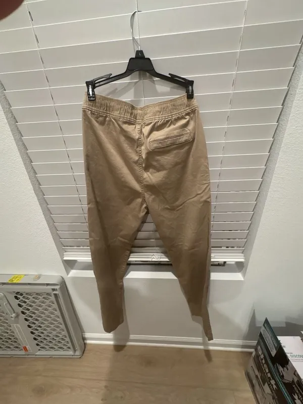 Hollister Straight Pants Size S Tan Drawstring Khaki - Image 9
