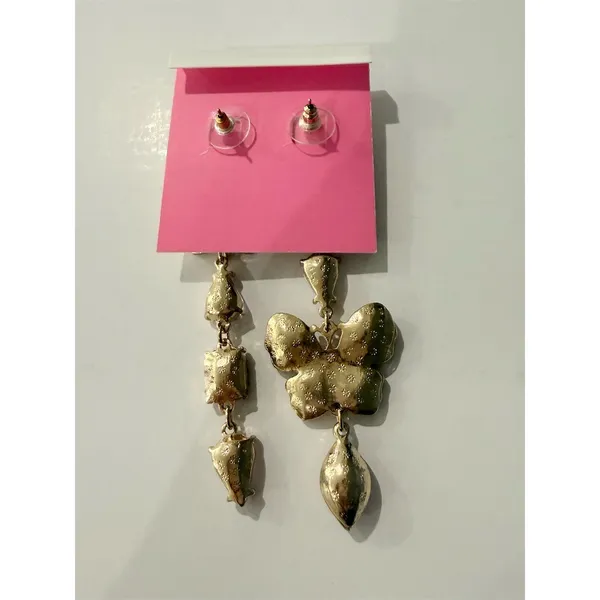 Betsey Johnson Butterfly Mismatch Linear Drop Earrings Crystal Multicolor cute - Image 3