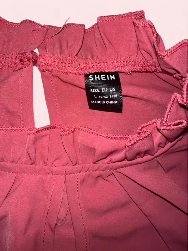 SHEIN Maternity Coral Pink/Salmon Tie-Front Belt Blouse - Image 5