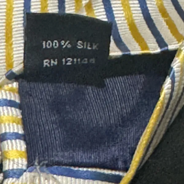 IZOD 100% Silk Blue Yellow White Diagonal Striped Men’s Neck Tie Classic Business - Image 3