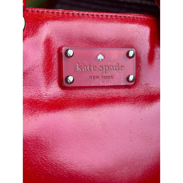Kate Spade New York Red Patent Leather Satchel Crossbody Bag Gold Hardware - Image 3