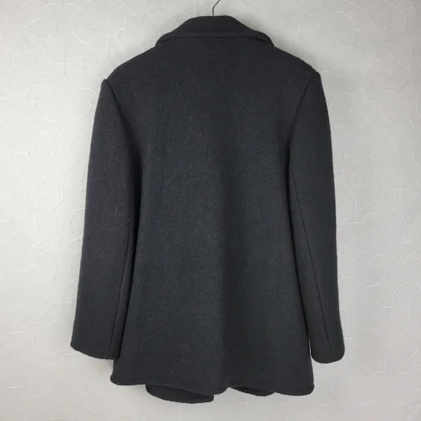 Liz Claiborne Womens Pea Coat 14 Black Wool Double Breasted Outerwear Winter - Image 10
