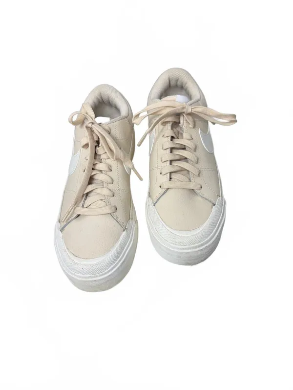 Nike Beige Platform Sneakers with White Swoosh - Size 6.5 - Image 2