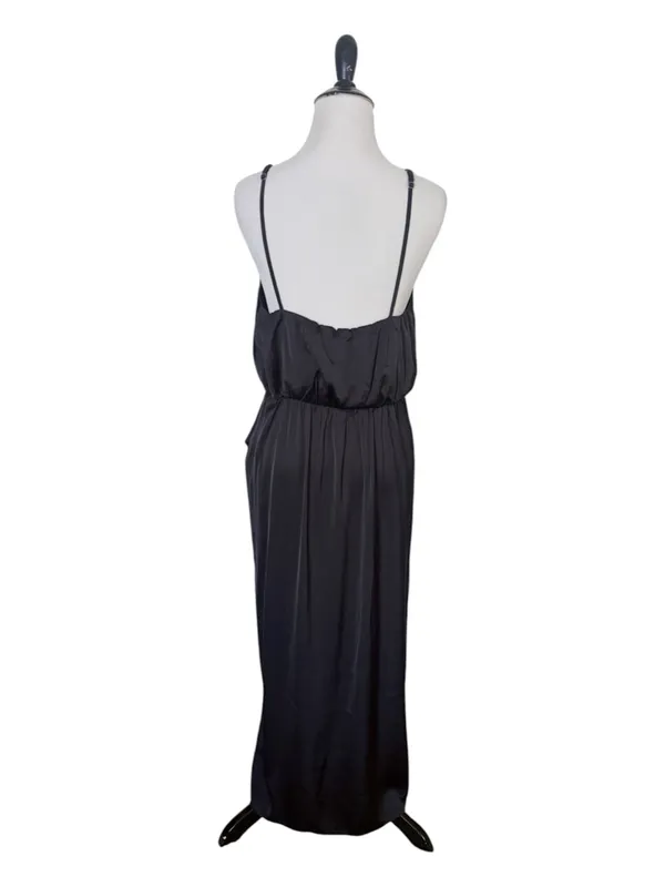 Abercrombie & Fitch Satin Draped Midi Dress Black Size Small - Image 3