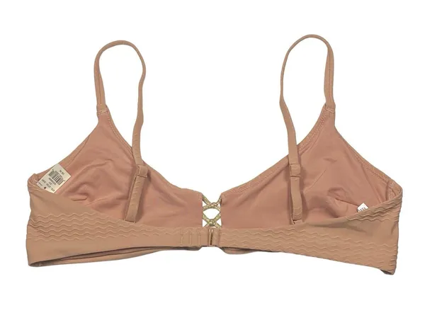 Aerie Scoop Bikini Top Womens Size XL NWT Nude Lacing Shimmer Adjustable - Image 2