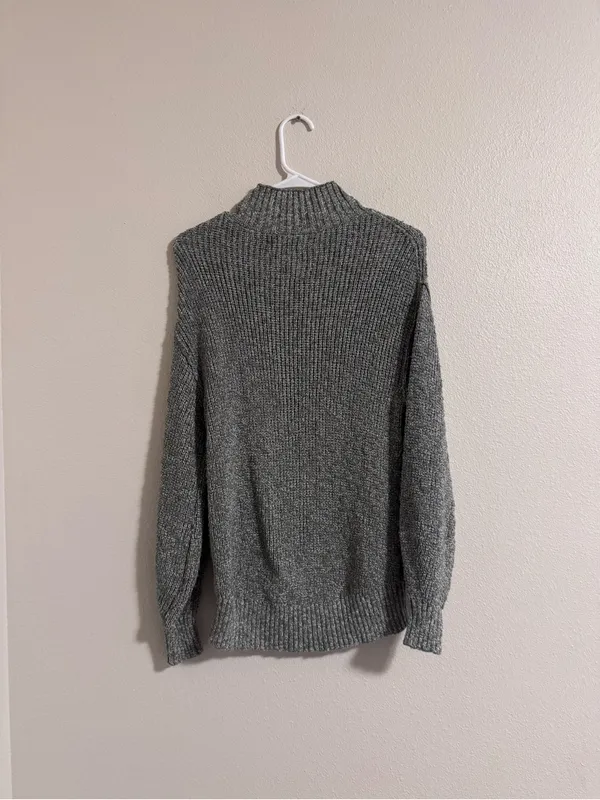 aerie Gray Ribbed Mock Neck Sweater - Image 3