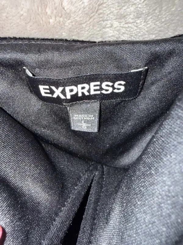 EXPRESS black velvet velour spaghetti strap peplum waist stretchy tank top L - Image 3