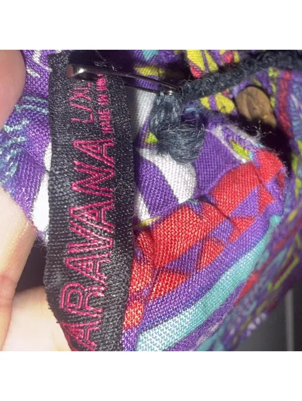 Multicoloured boho romper with button details. Purple Size XL - Image 5