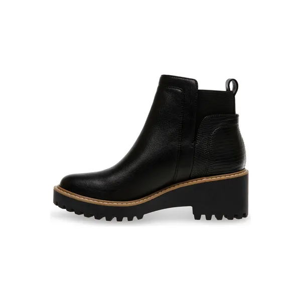 DV Dolce Vita Rango Black Lug Sole Chelsea Ankle Boots Croc Embossed Heel 8 - Image 10