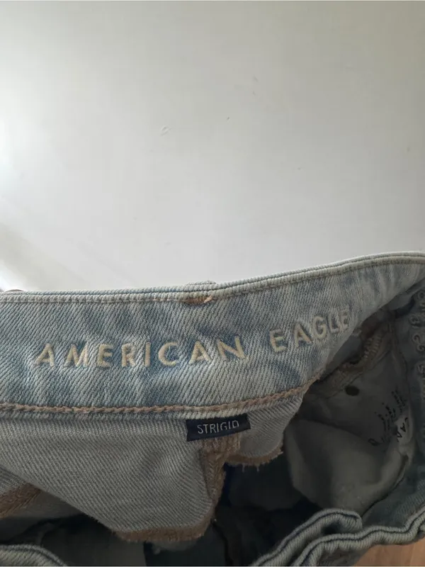 American Eagle Strigid Curvy Super High-Rise‎ Baggy Straight Leg Jeans Size 0 - Image 9