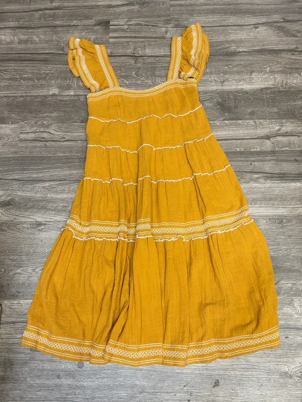 Olivaceous Mustard Yellow Tiered Ruffle Boho Maxi Dress Size S - Image 3