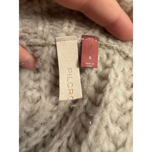 Anthropologie Pilcro Happy Flower Chunky Knit Cardigan Sweater Cream Button Up - Image 7