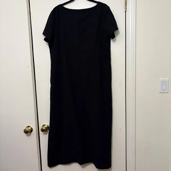 Soft Surroundings Black V-Neck Short Sleeve Maxi Dress with Pockets XL‎ Tall - Image 6