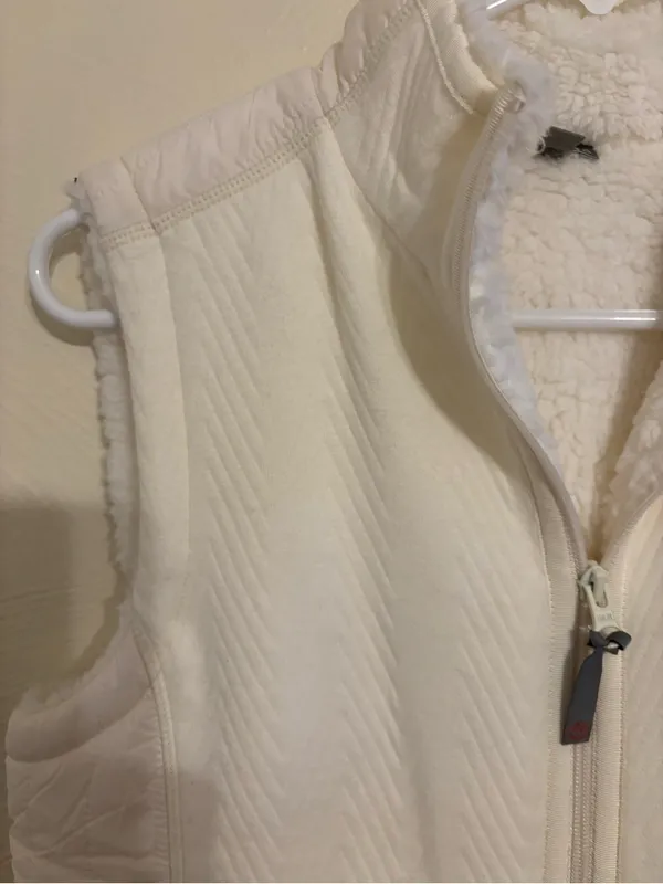 Talbots Petite Small Sherpa Lined Quilted Zip Vest White Cozy Fleece SP - Image 6