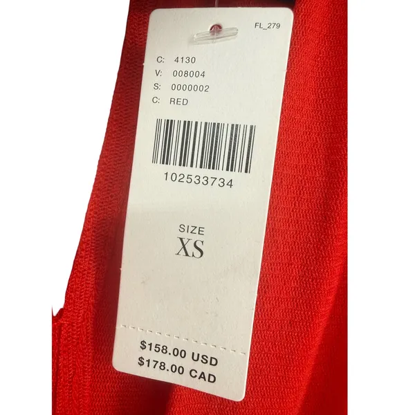 NWT Anthropologie Womens V-Neck Ruched Mesh Long Sleeve Mini Dress Red Size XS - Image 3